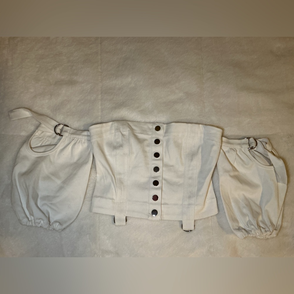 White Corset Belt with Silver Accents